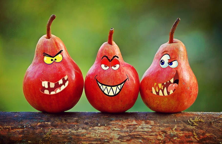 angry, funny, pears, fruit, food, nature, sweet, food and drink HD wallpaper