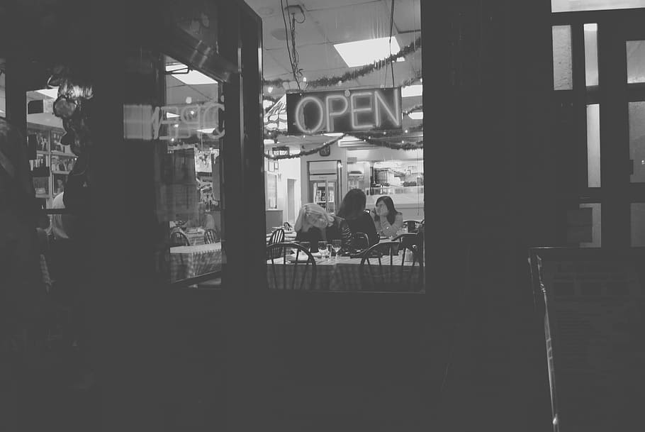 open, sign, restaurant, dinner, food, bar, people, activity HD wallpaper
