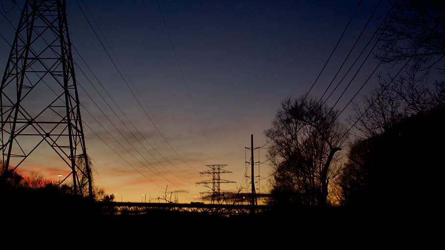 sky, electricity, electricity pylon, power line, power supply HD wallpaper