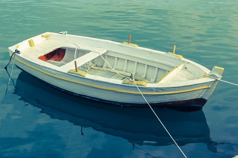 greece, corfu, boat, bark, barque, ocean, nautical vessel, water, HD wallpaper