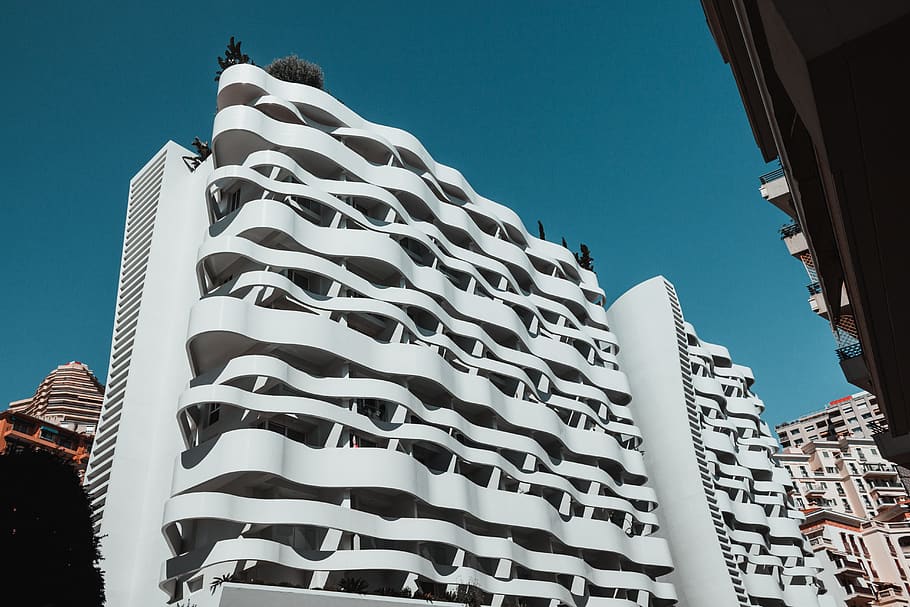 white building facade, city, town, high rise, office building HD wallpaper