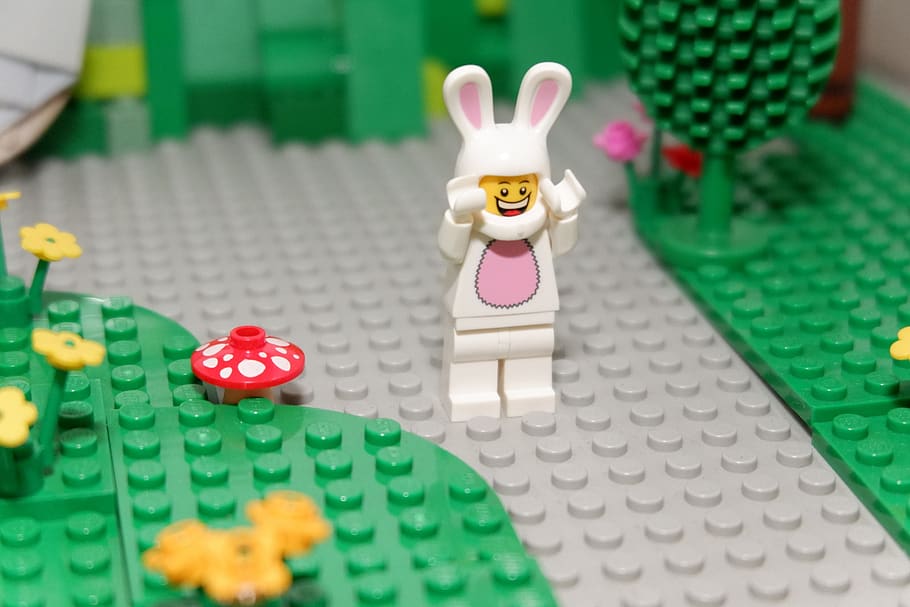 easter bunny, rabbit, spring, lego, easter story, representation HD wallpaper