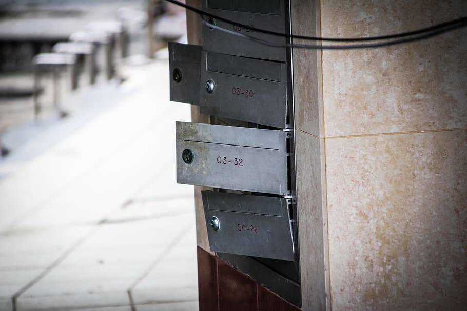 opened gray metal drawers, letterbox, mailbox, vintage, housing, HD wallpaper