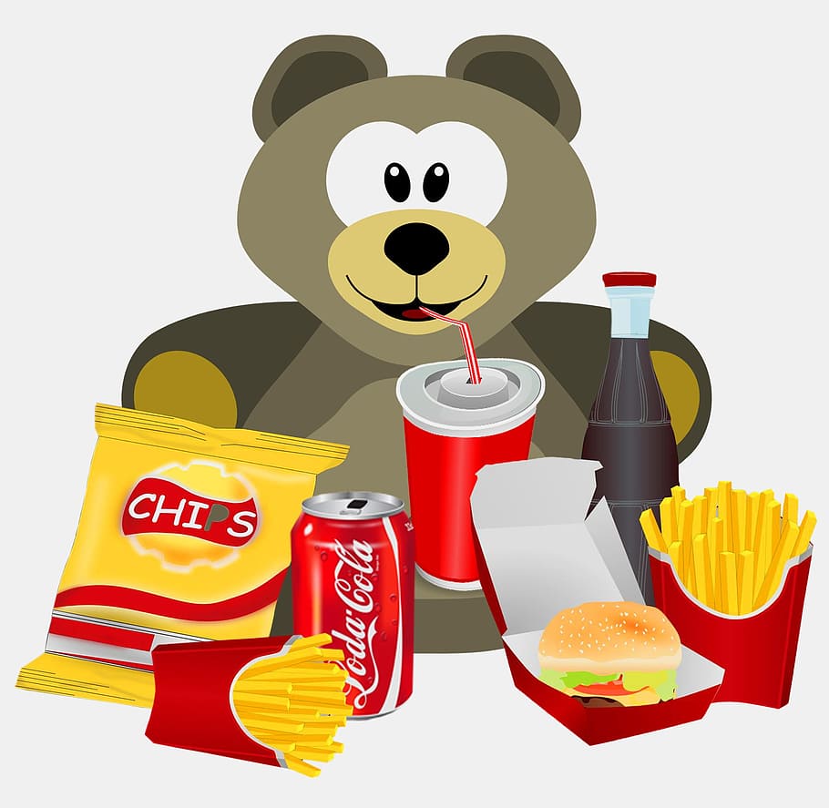 comic, bear, food, coca, cola, chips, food and drink, no people HD wallpaper