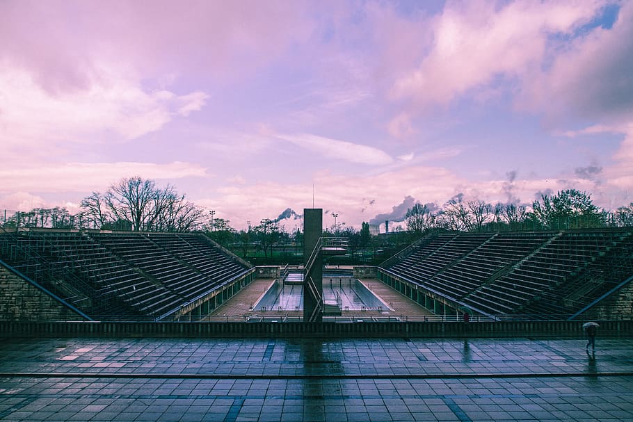 Photography of Stadium, architectural design, architecture, clouds HD wallpaper