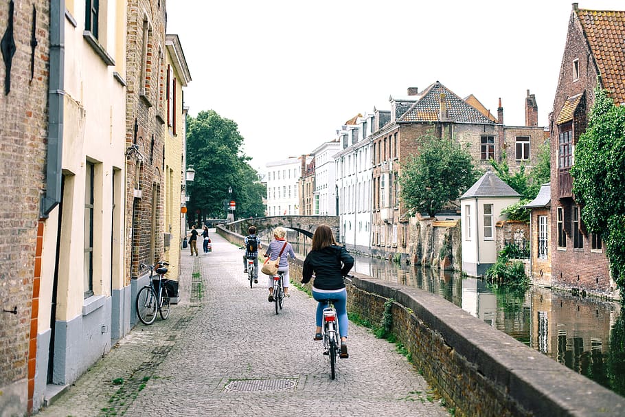 belgium, bruges, vacation, bike, bicycle, friends, explore, HD wallpaper