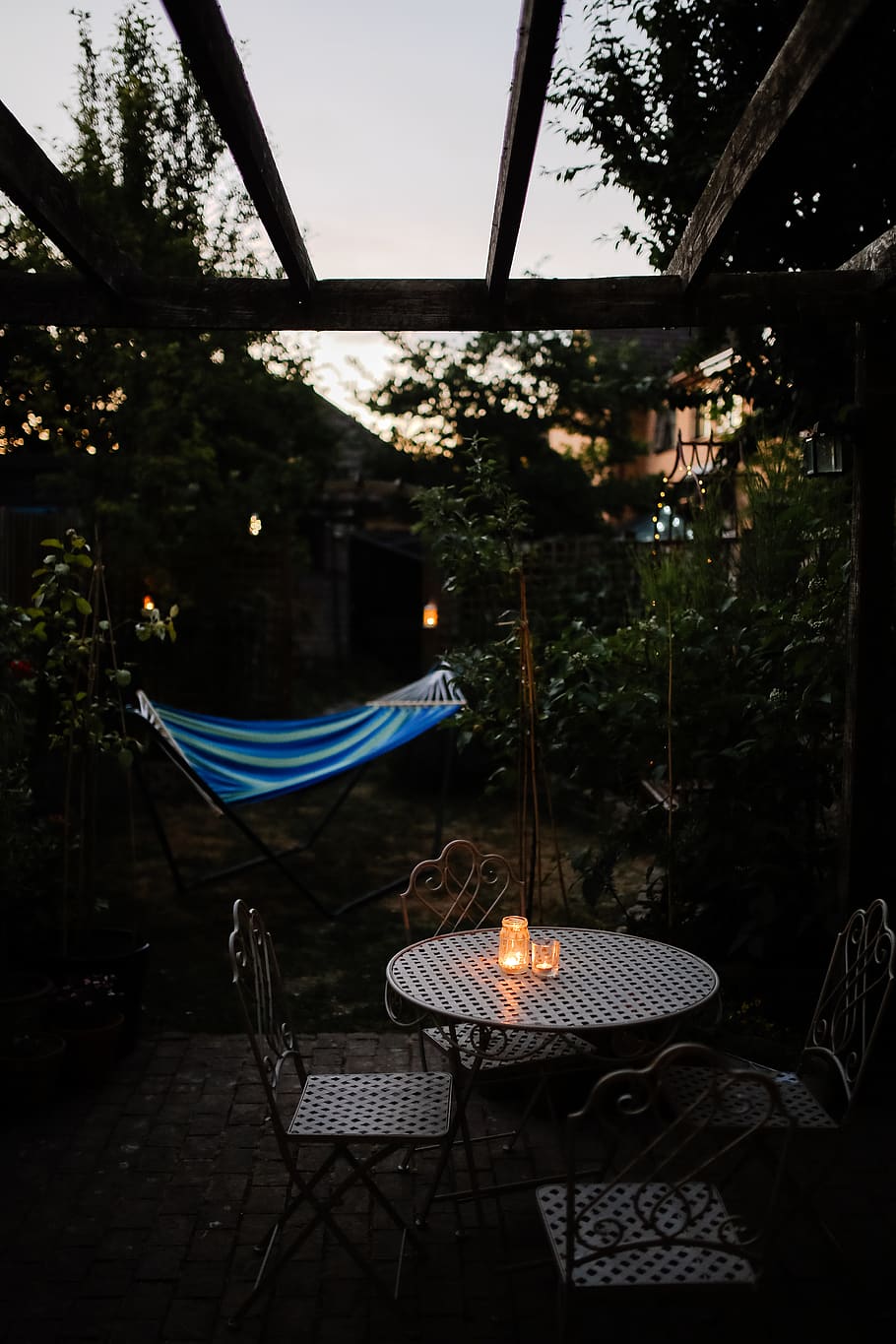 united kingdom, ely, garden, hammock, evening, dusk, burning HD wallpaper