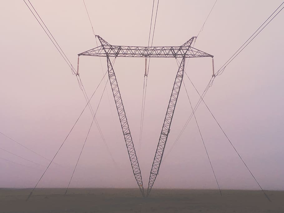 iceland, southern region, power lines, minimal, minimalistic