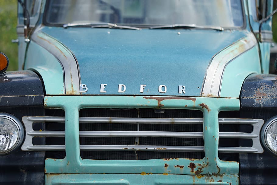 blue Bedfor vehicle, symbol, trademark, logo, truck, cyprus, light HD wallpaper