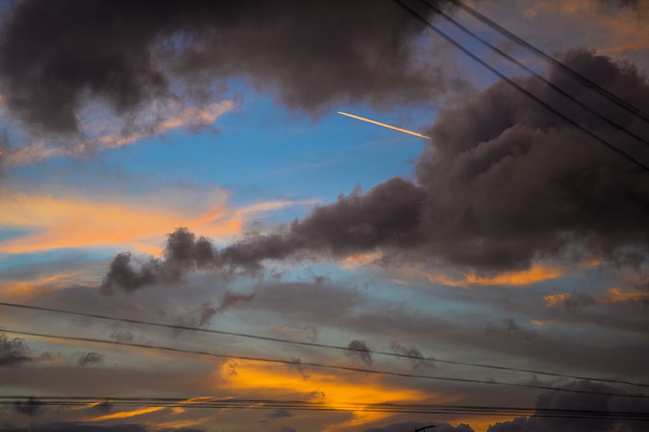 sunlight, clouds, glow, sunglow, cloud - sky, sunset, orange color HD wallpaper