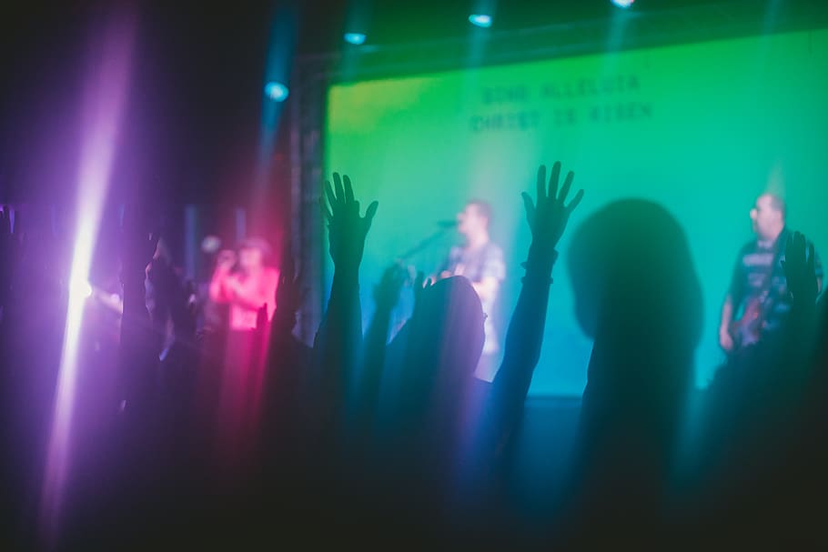 sing, praise, god, jesus, church, band, concert, light, reflection HD wallpaper