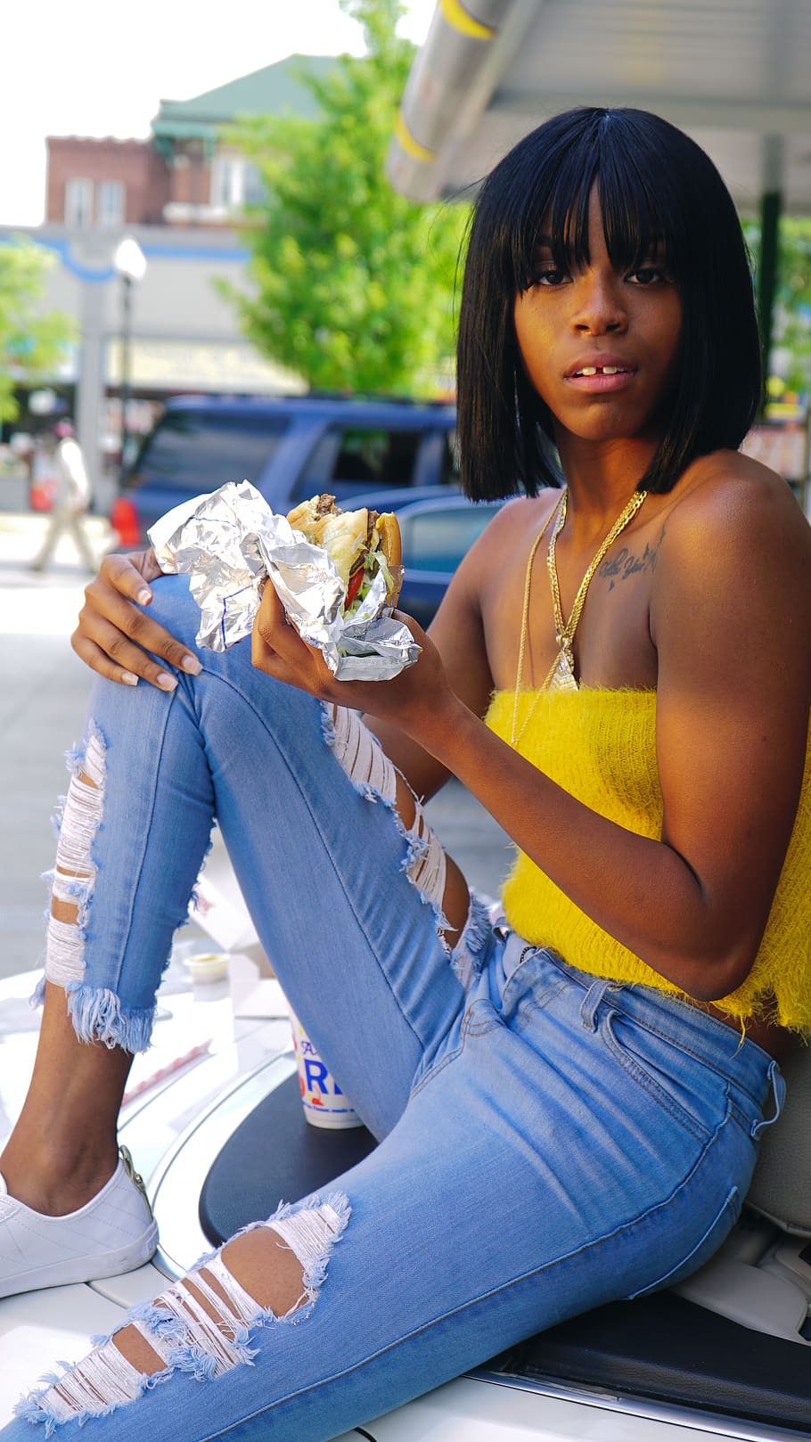 united states, chicago, bite, gap teeth, part, hair, short HD wallpaper