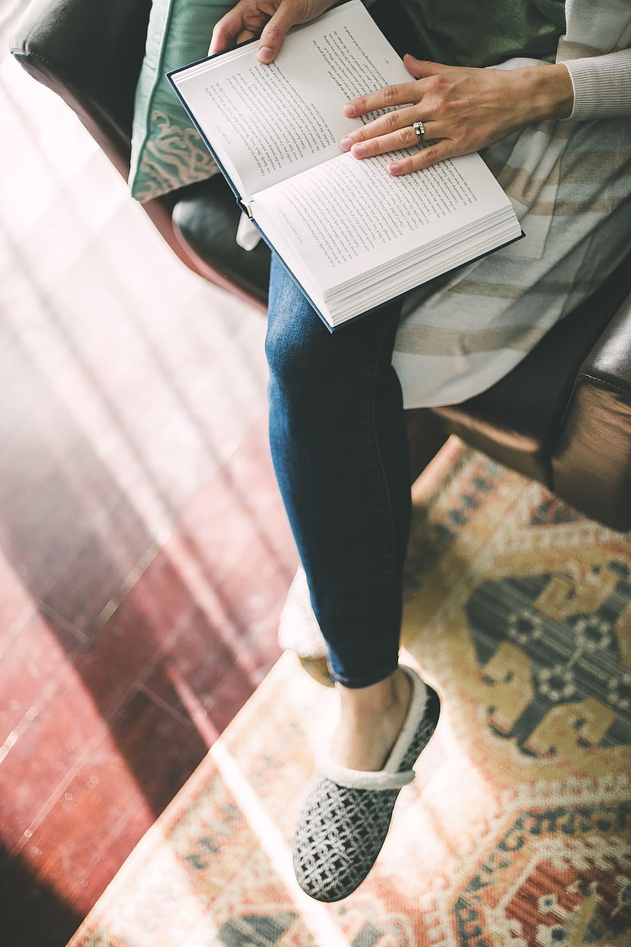 woman reading book, low section, flooring, one person, indoors HD wallpaper