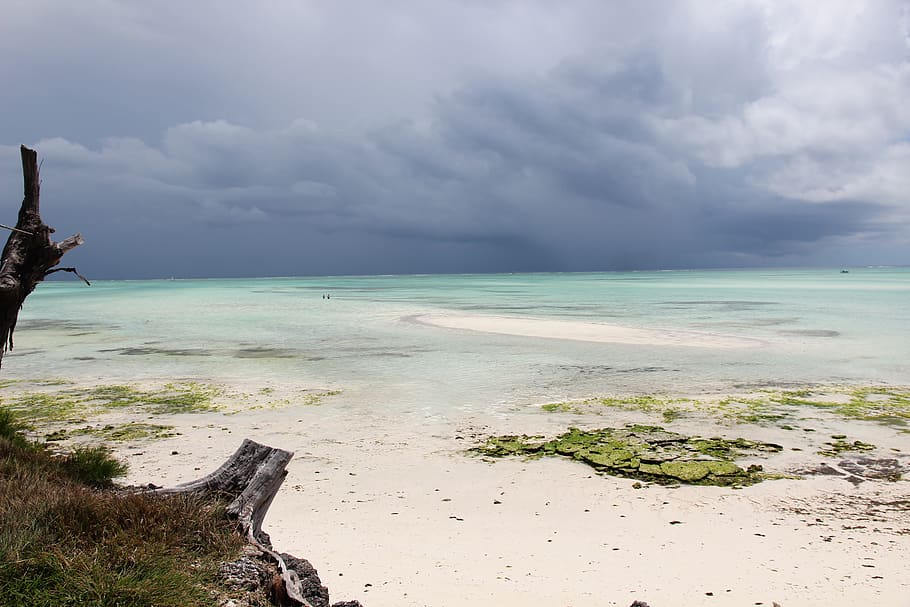 sea, clouds, cloud - sky, water, land, beach, beauty in nature HD wallpaper