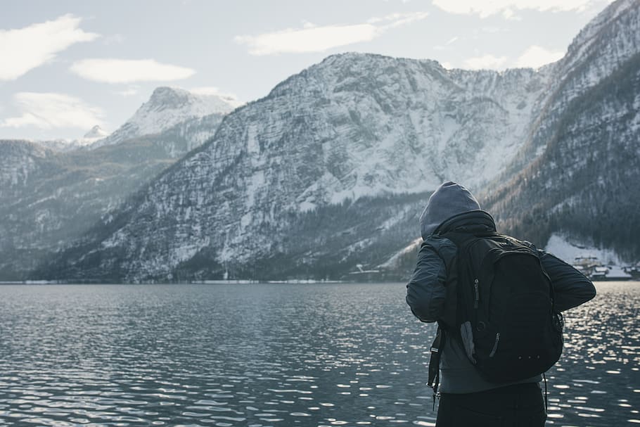 man carrying backpack, mountain, scenics - nature, beauty in nature HD wallpaper
