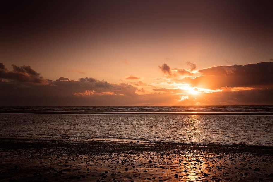 sun, sea, sand, beach, beaches, sunset, sunsets, landscape HD wallpaper