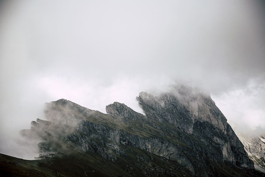 white clouds, mountain, beauty in nature, scenics - nature, sky HD wallpaper