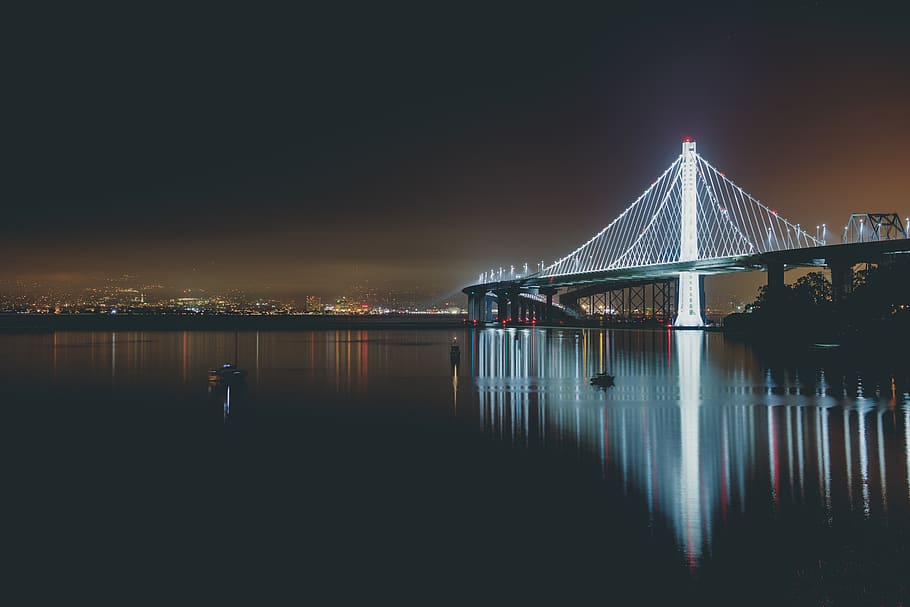 architecture, bridge, structure, infrastructure, steel, lights HD wallpaper