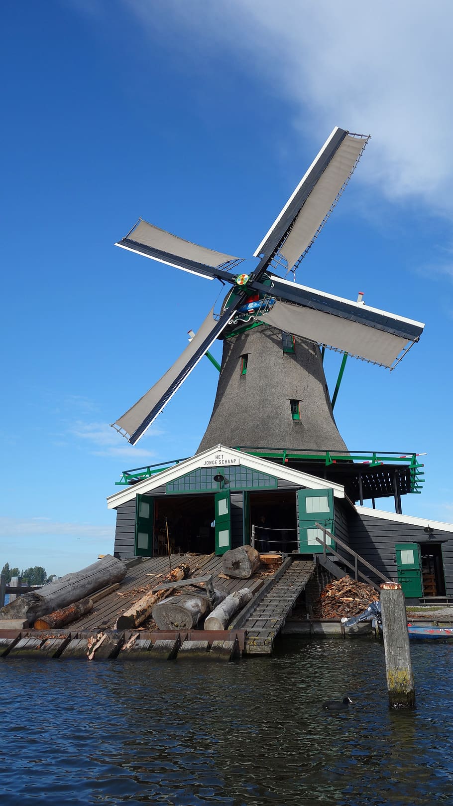 sawmill, zaanse schans, wind mill, world heritage, unesco, bank HD wallpaper