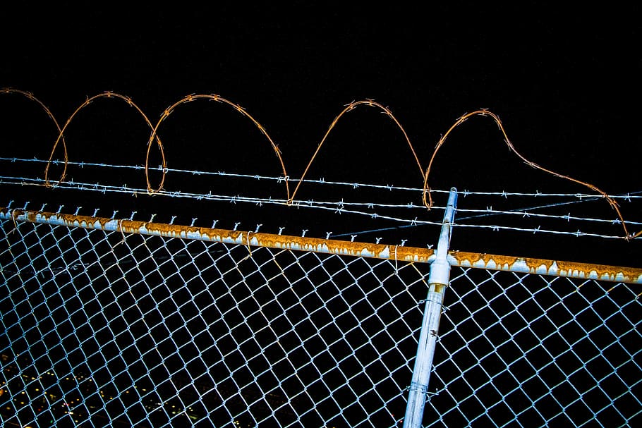 fence, barb wire, barbedwire, rust, industrial, no people, safety HD wallpaper