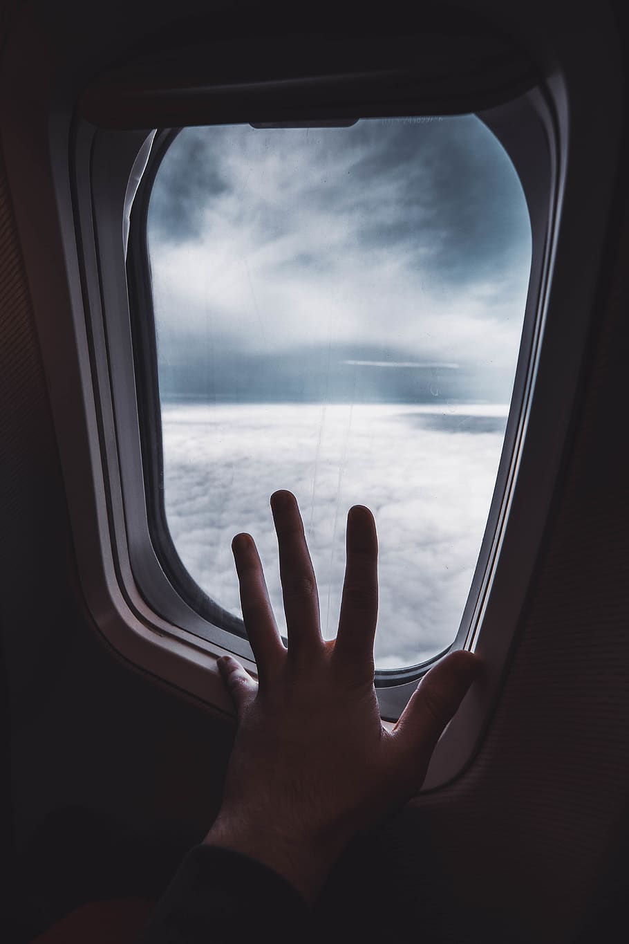 person holding airplane window, human, finger, porthole, light, HD wallpaper