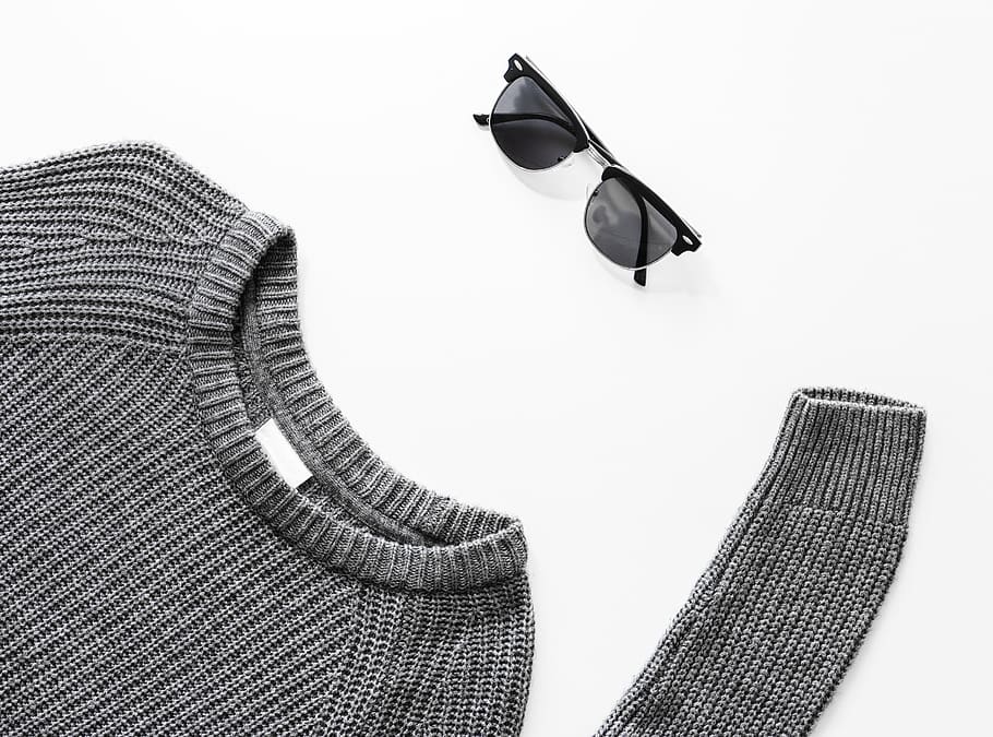 Gray Sweater and Black Framed Sunglasses Outfit, accessory, close-up HD wallpaper