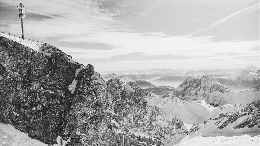 mountain, nature, outdoors, mountain range, peak, zugspitze HD wallpaper