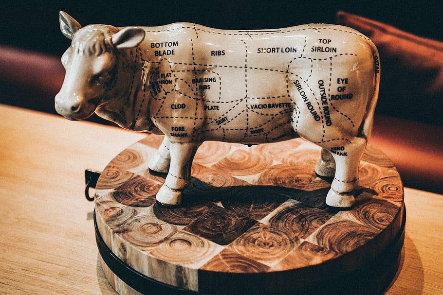 cow with text figurine, animal, bull, mammal, copenhagen, scandic hotel kødbyen vesterbro HD wallpaper