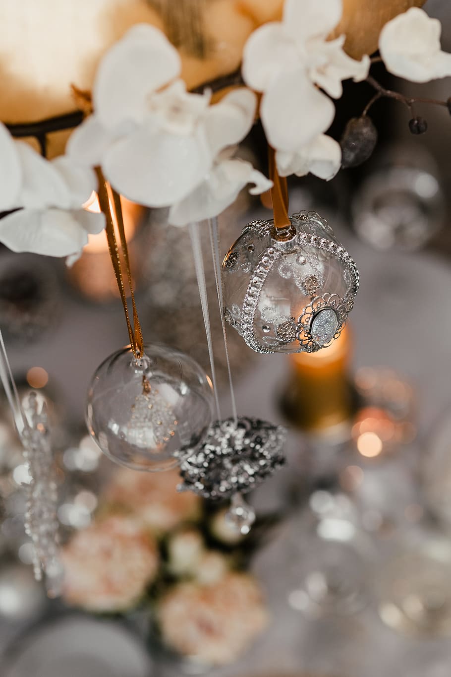 HD wallpaper Silver Christmas decorations, xmas, christmas eve, dining