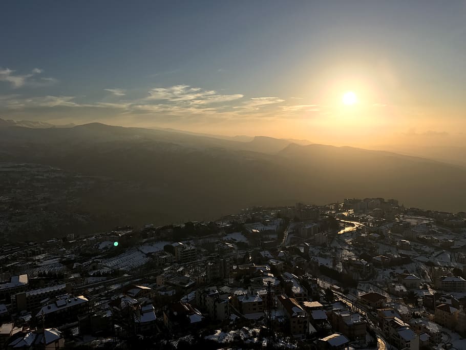 lebanon, north governorate, snow, mountains, view, building exterior, HD wallpaper