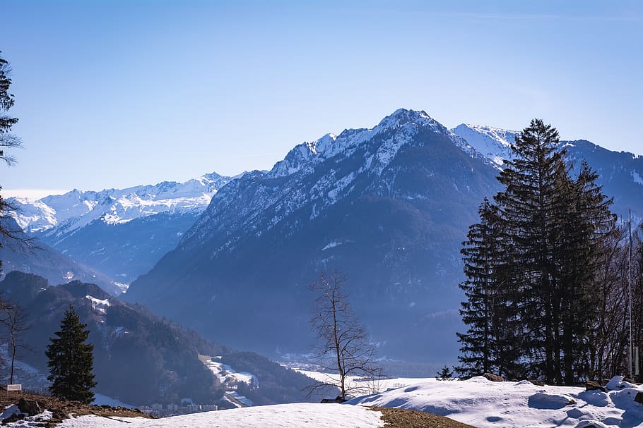 landscape, winter, snow, spring, nature, mountains, mountain peaks HD wallpaper