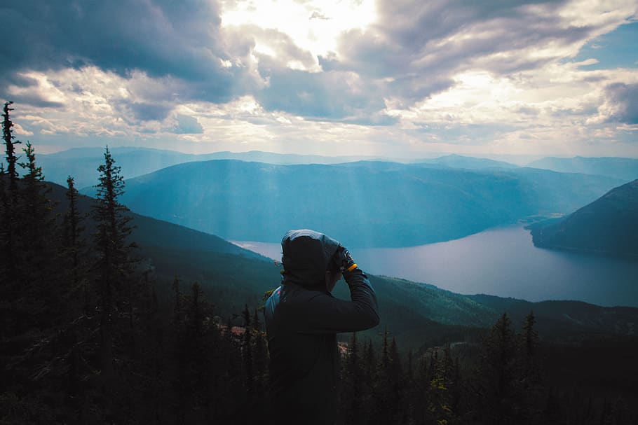 man, summer, cloud, tranquil, view, explore, travel, mountain HD wallpaper