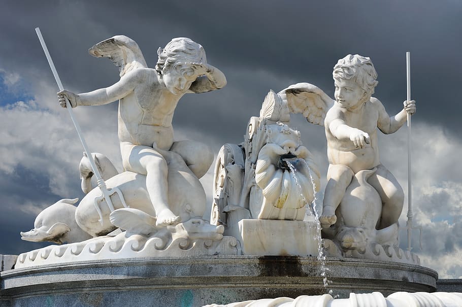 sky, clouds, fountain, weather, forward, dramatic, storm, sunlight HD wallpaper
