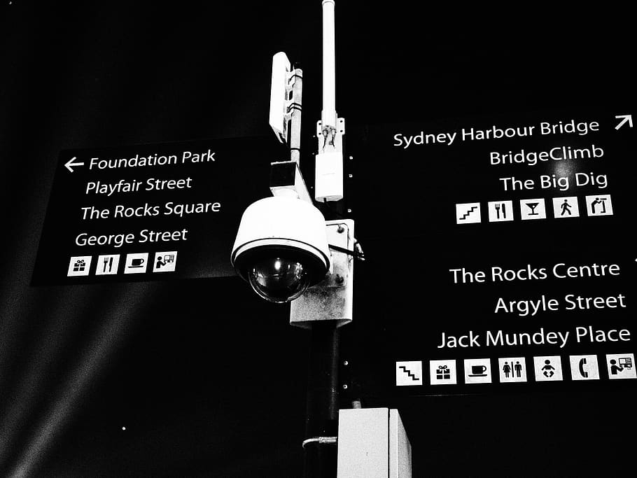 australia, sydney, direction, dark, security camera, street sign HD wallpaper