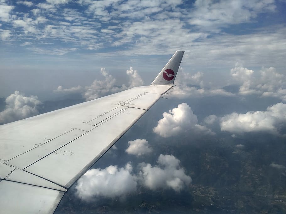 sky, plane, cloud, above, earth, cloud - sky, air vehicle, airplane HD wallpaper