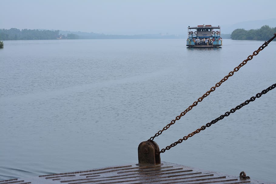 goa, ferry, rain, river, india, texture, colorful, nature, water HD wallpaper