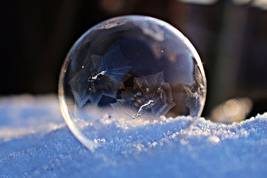 frozen bubble, soap bubble, ice ball, winter, ice bubble, eiskristalle, HD wallpaper
