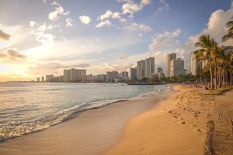 Waikiki Beach, nature, coast, water, built structure, building exterior HD wallpaper