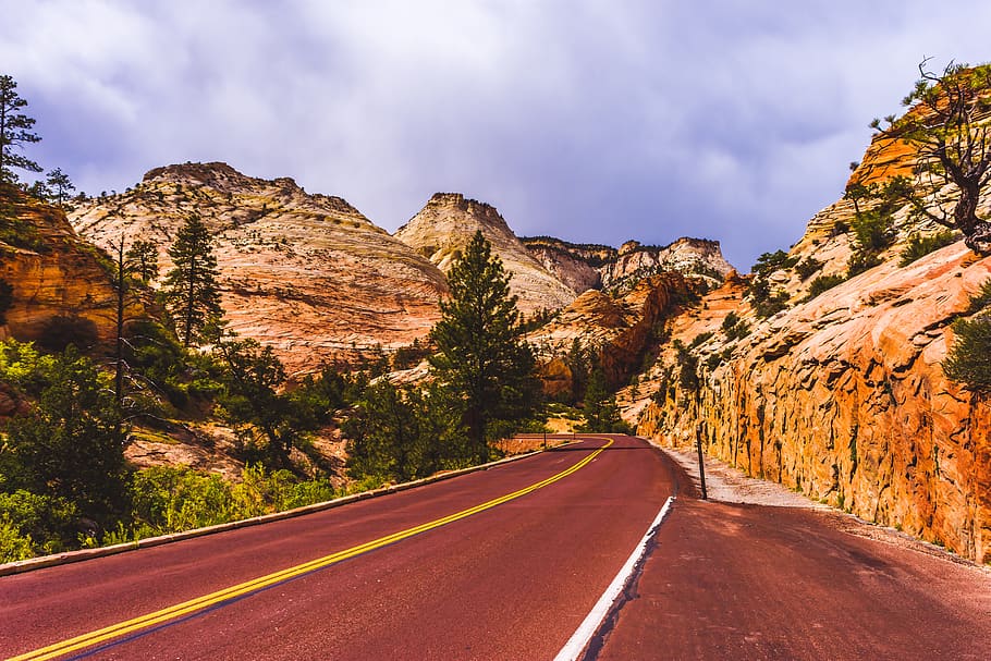 empty road, the way forward, transportation, direction, mountain HD wallpaper