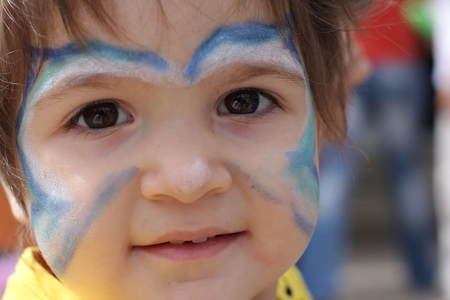 baby, face, drawing, blue, cute, love, happy, smile, girl, portrait HD wallpaper
