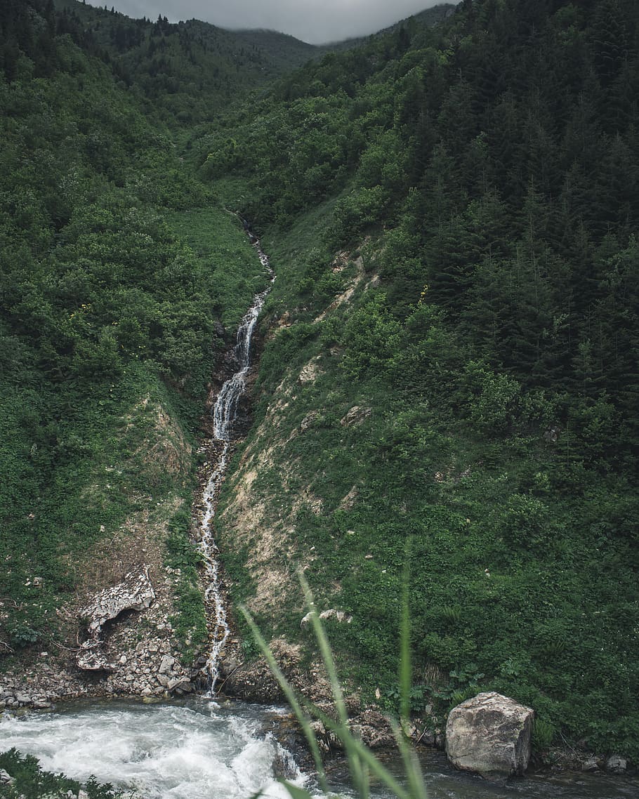 Selective Focus Photography Of Small Waterfalls, cascade, environment HD wallpaper