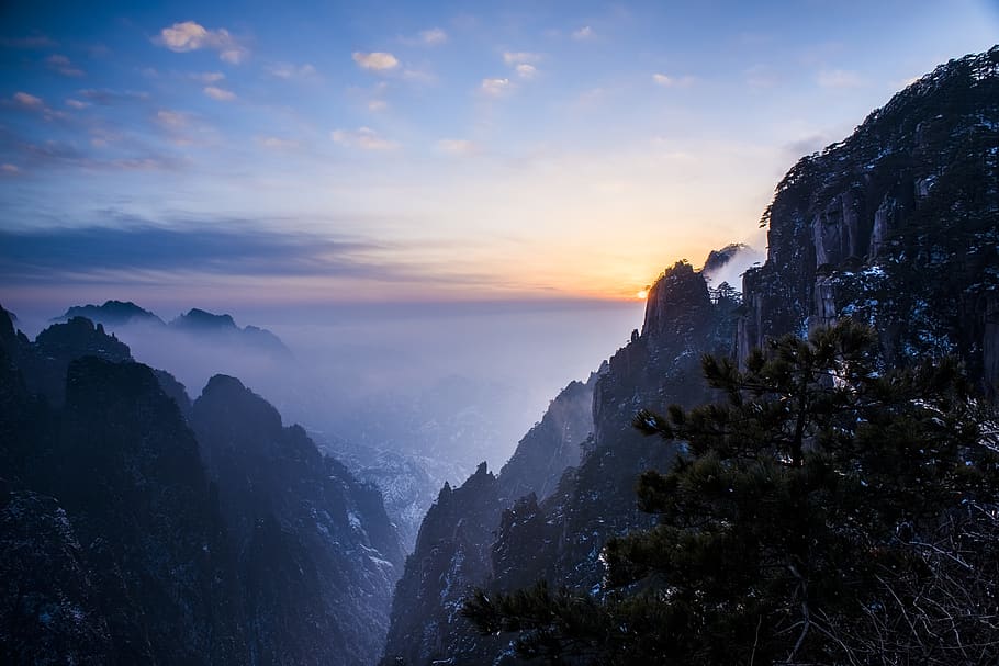 sunset, mountains, scenics - nature, sky, beauty in nature HD wallpaper