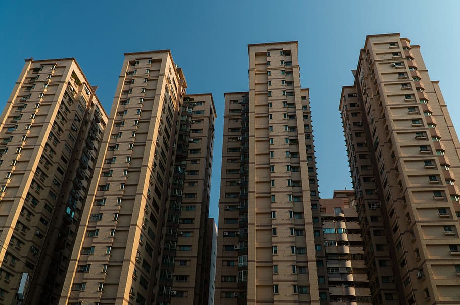 brown concrete high-rise buildings, high rise, city, urban, town, HD wallpaper