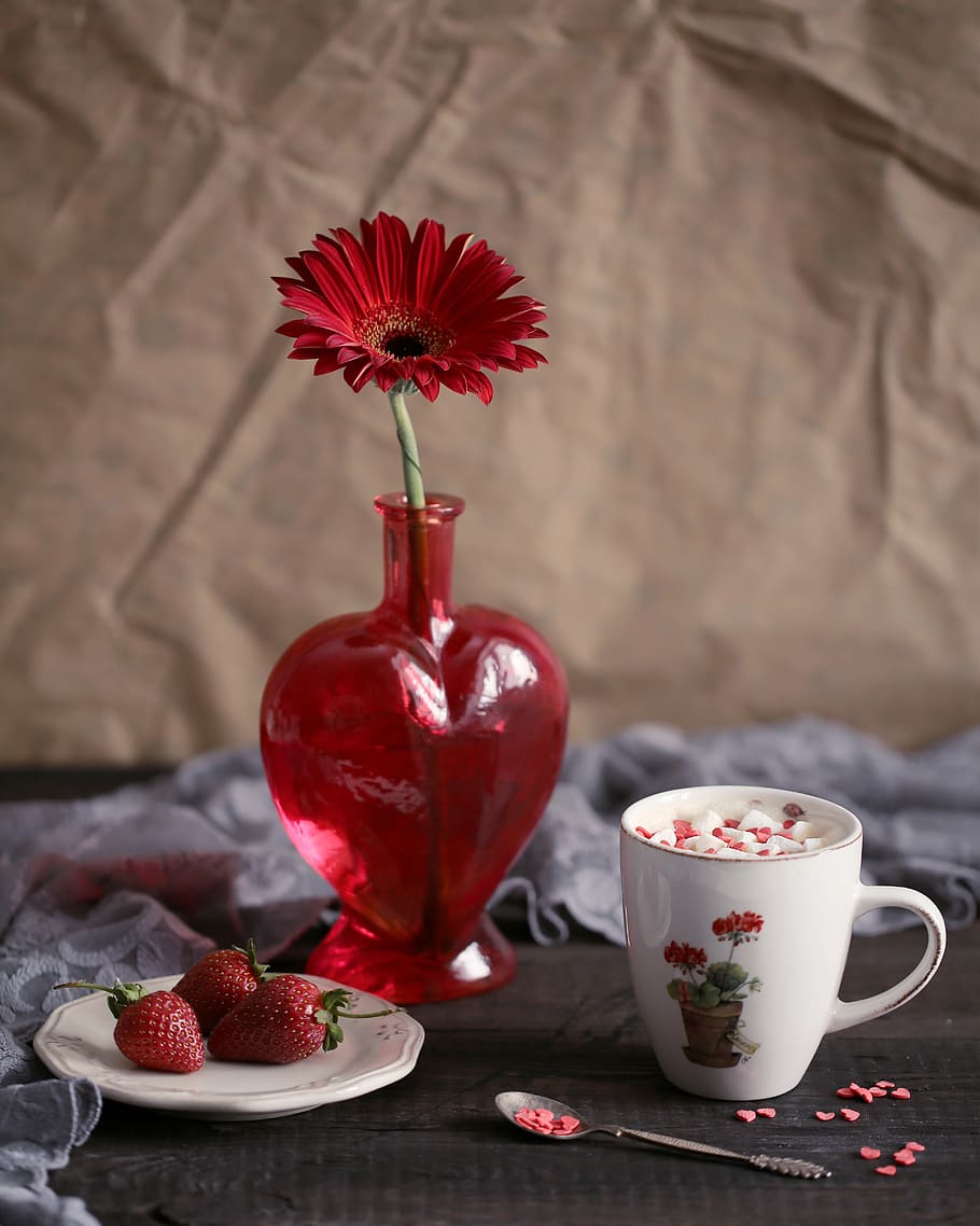 cup, table, coffee, drink, no one, flower, hot, food, ornament HD wallpaper