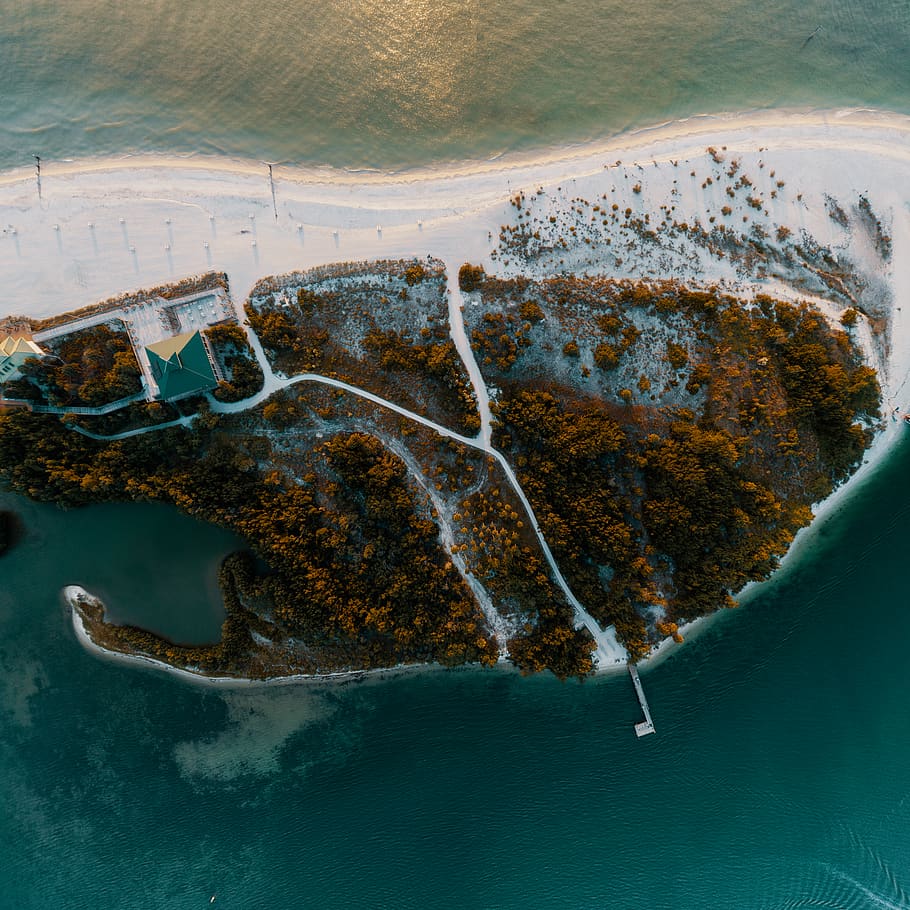 Bird's Eye View Photography of Island, beach, daylight, environment HD wallpaper