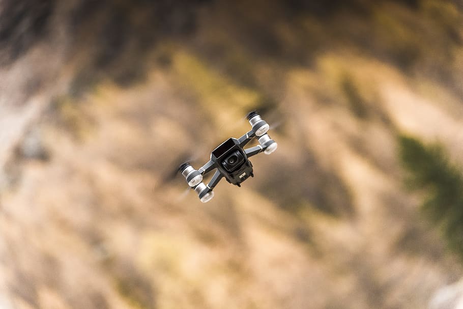 flying black drone, technology, surveillance, mid-air, photography themes HD wallpaper