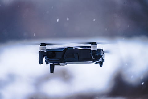 gray and black quadcopter drone, nature, outdoors, winter, snow HD wallpaper