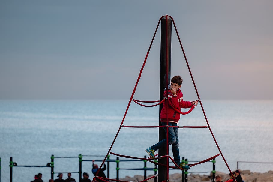 boy climbing on ropes, human, person, people, playground, spain HD wallpaper