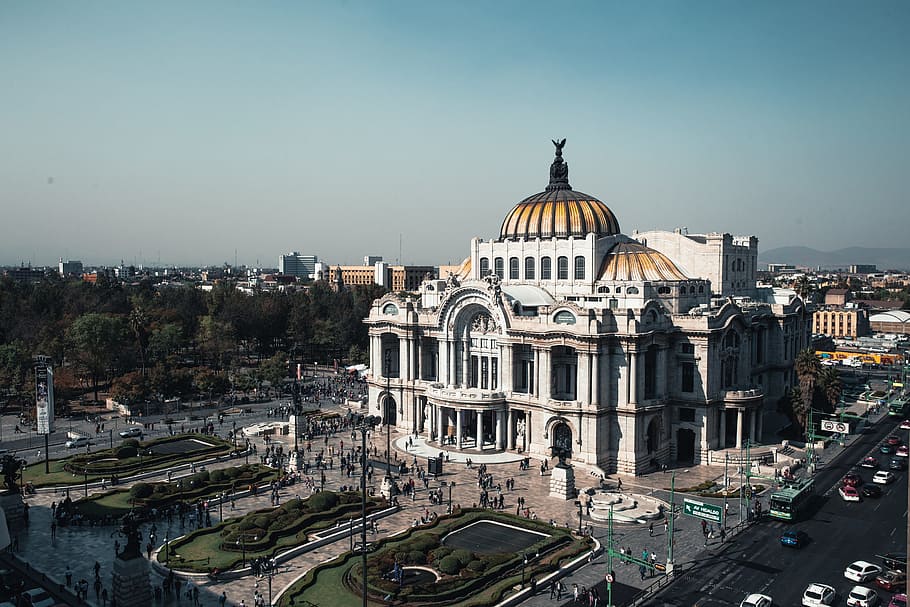 Corner view Palacio de Bellas Artes, Palace of Fine Arts, Mexico City, HD wallpaper