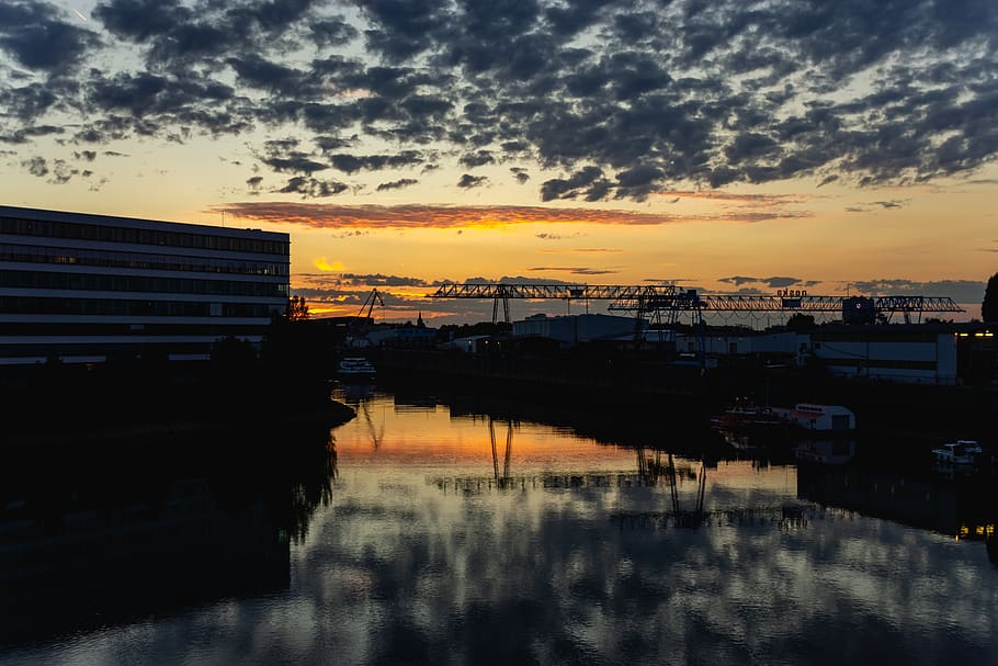 sunset, clouds, sky, dusk, mood, landscape, afterglow, reflection HD wallpaper